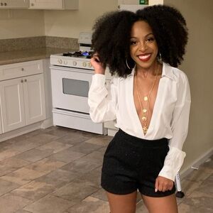 Express Black Glitter High Waist Women's Shorts